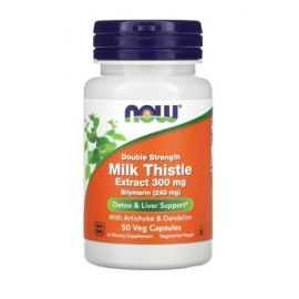 Milk Thistle Extract with Artichoke & Dandelion NOW Foods 300mg Double Strength - 50 wegetariańskich kapsułek